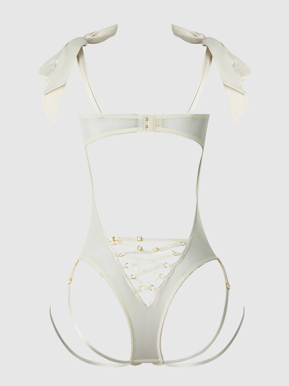 ROSALIE BRIDAL EMBROIDERED LACE TEDDY: PEARL IVORY / M