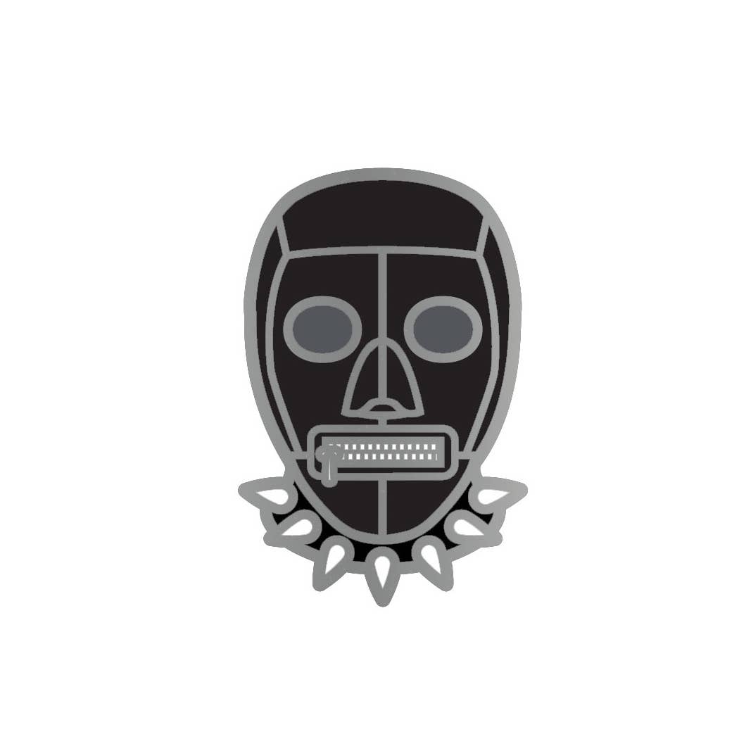 Bondage Mask Black Enamel Pin, WRP-009: Black, Gray