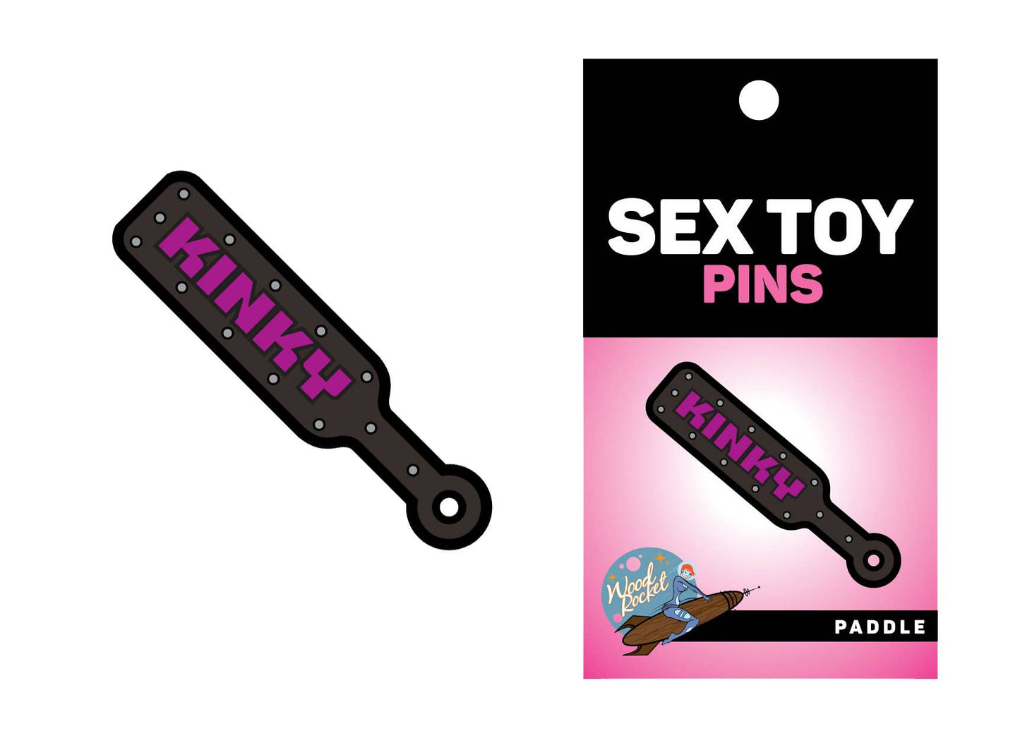 Kinky Paddle Enamel Pin, EPT-024: Black, Gray, Purple