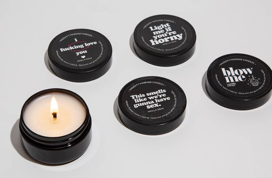 Naughty Notes Mini Massage Candle - Vanilla Creme Scent: Love You