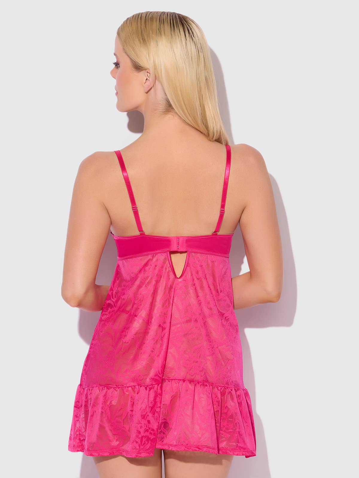 FLORA LACE BABYDOLL & G-STRING SET: PINK DRAGON / 3X/4X