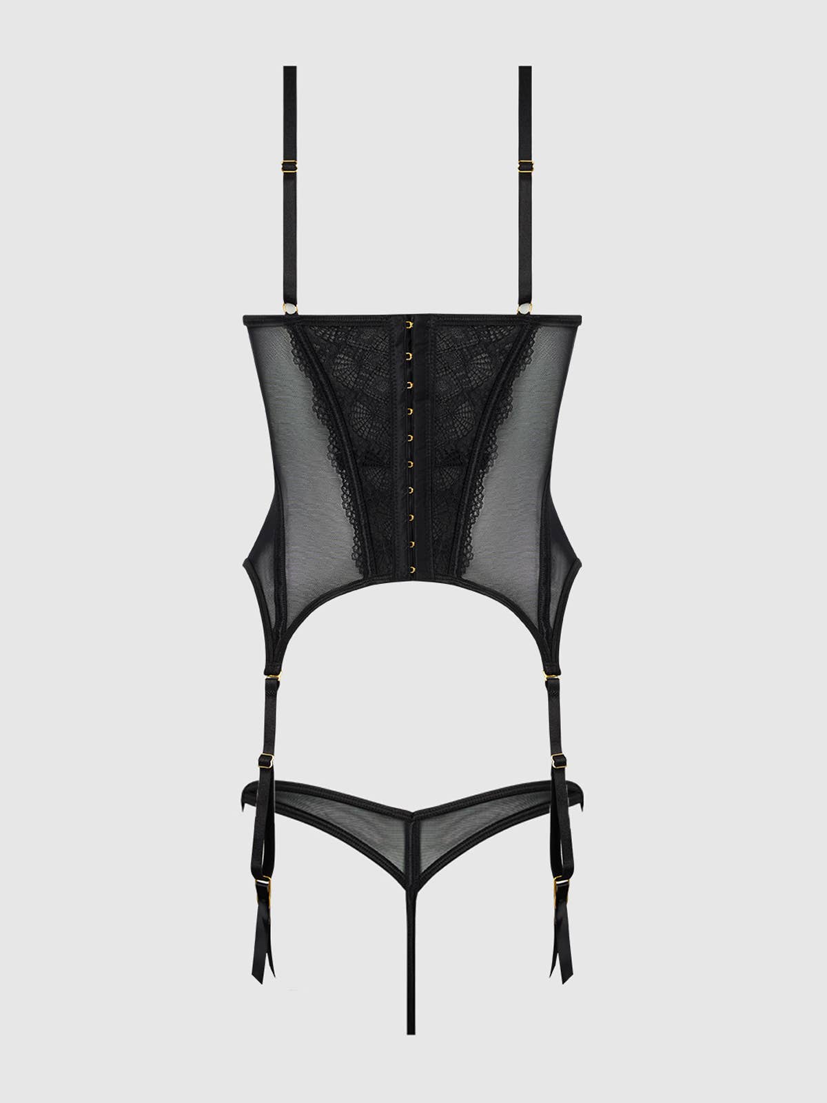 VIVIENNE LACE CORSET & G-STRING SET: LAVENDER / 3X/4X