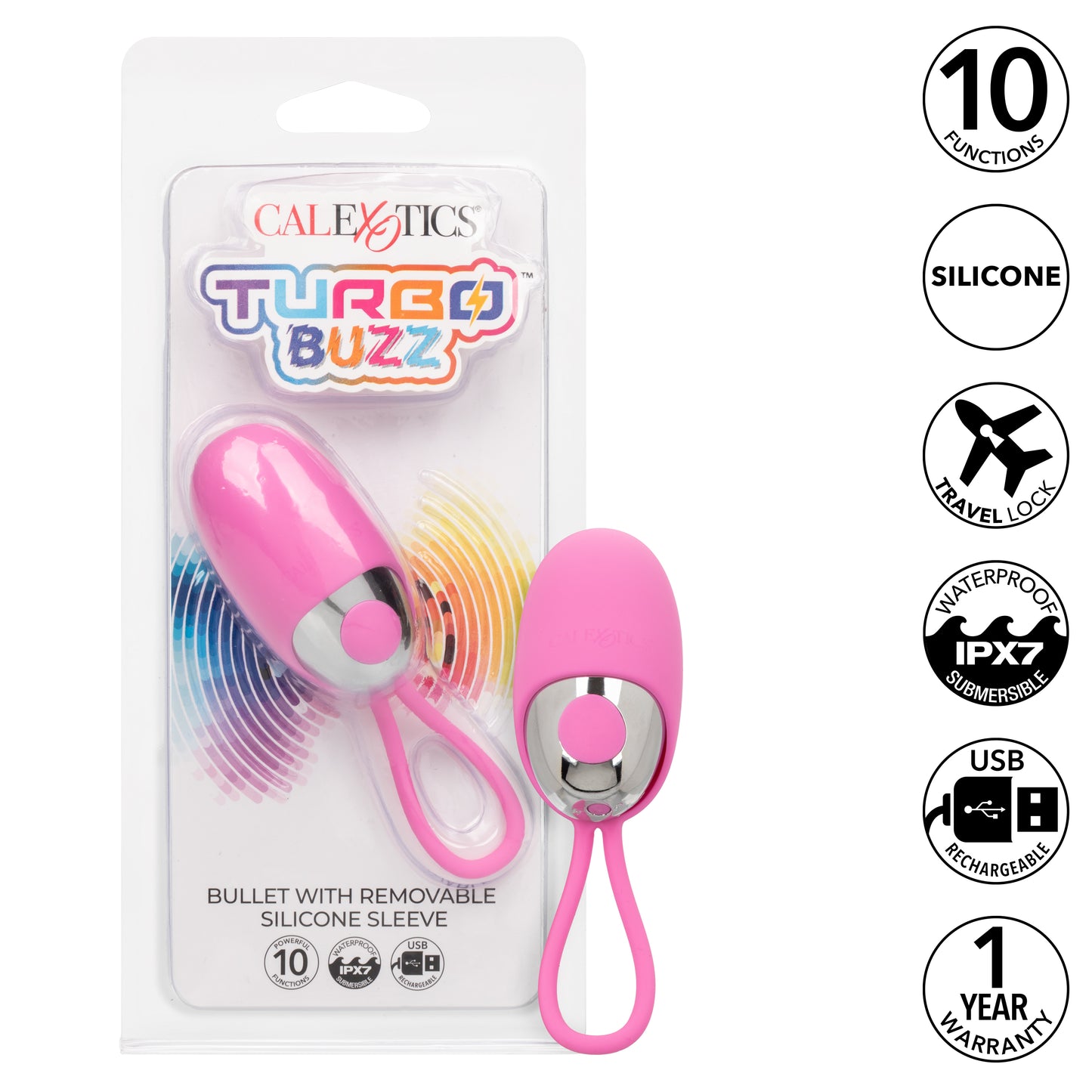 Turbo Buzz™ Bullet with Removable Silicone Sleeve - Pink