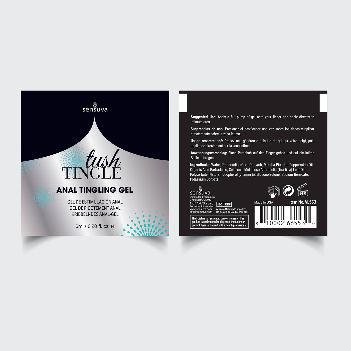 Tush Tingle Anal Stimulation Gel 6 ml. Single-Use Packet