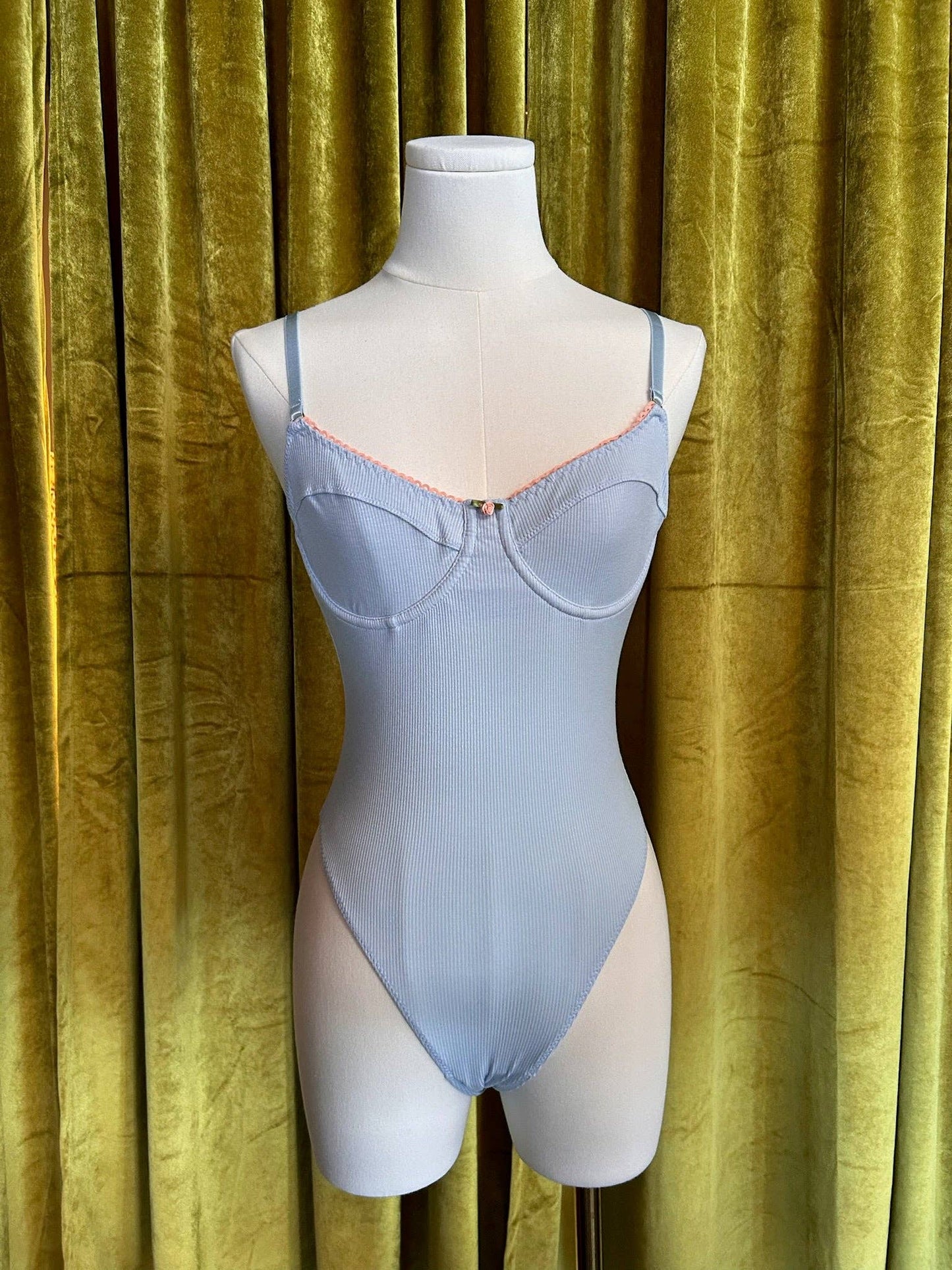 KILO BRAVA BLUE/PEACH RIBBED - UNDERWIRE BODYSUIT: POWDER BLUE/WHISPER PEACH / XXL W