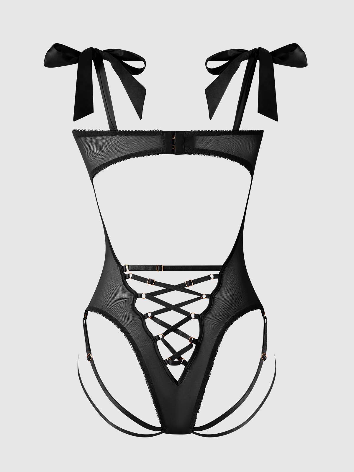 ROSALIE EMBROIDERED LACE TEDDY: BLACK / 3X/4X