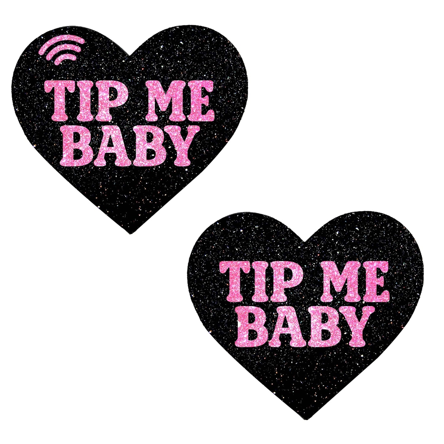 Pink Tip Me Baby Heart Smart NFC Pasties | Tap to Tip, Follow & Share Links Instantly: Black Pink / O/S