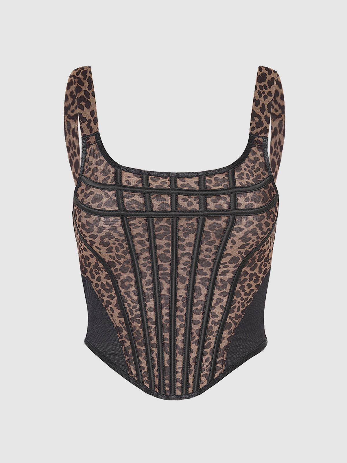 CHANTAL MESH BUSTIER & G-STRING SET: LEOPARD / 3X/4X