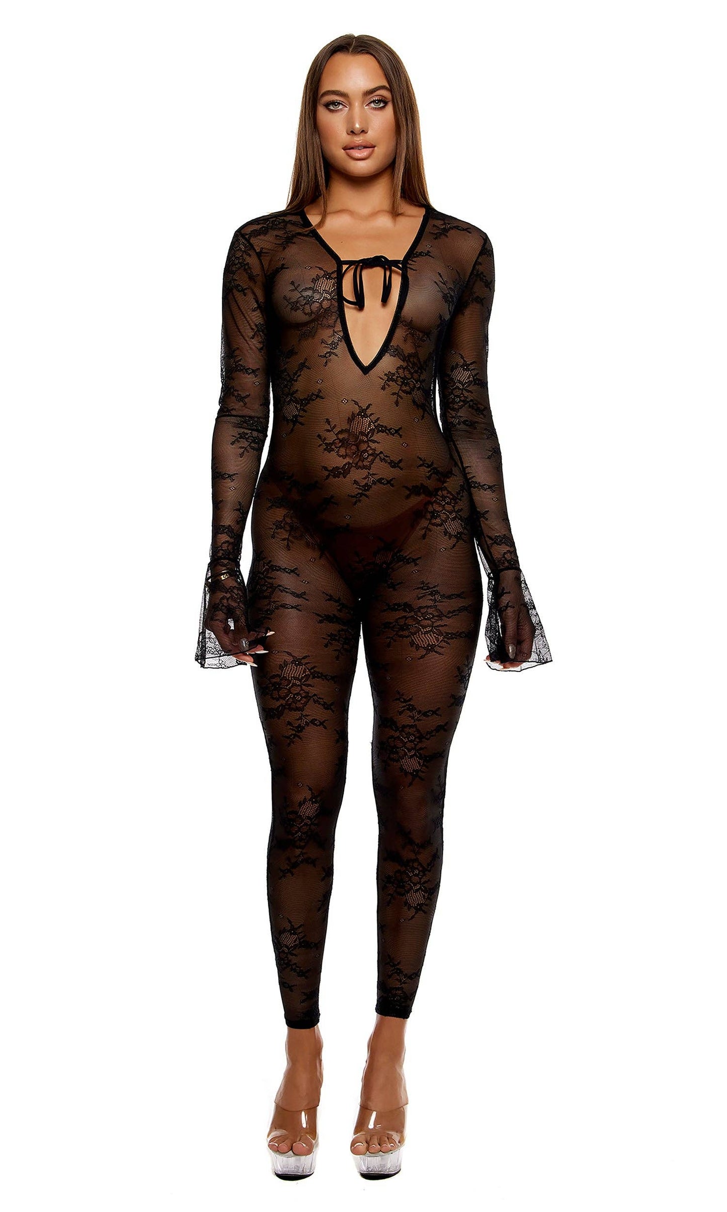 Take It Easy Lounge Lace Jumpsuit - Black