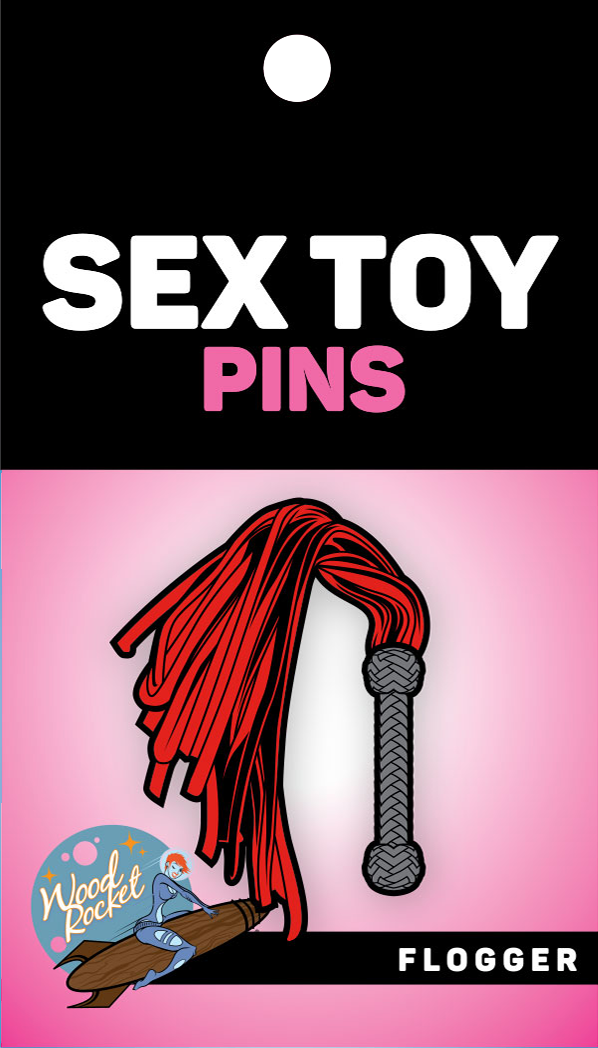 Flogger Enamel Pin, EPT-014: Black, Red , Gray