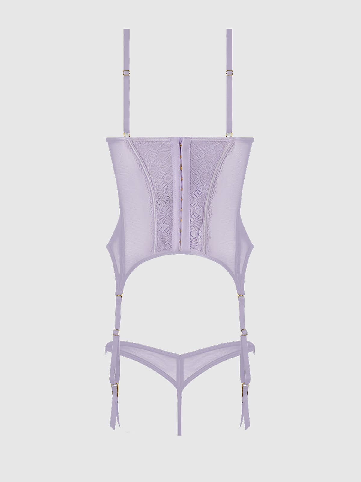 VIVIENNE LACE CORSET & G-STRING SET: LAVENDER / 3X/4X