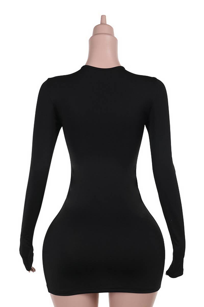 Laced up front lace mini dress
