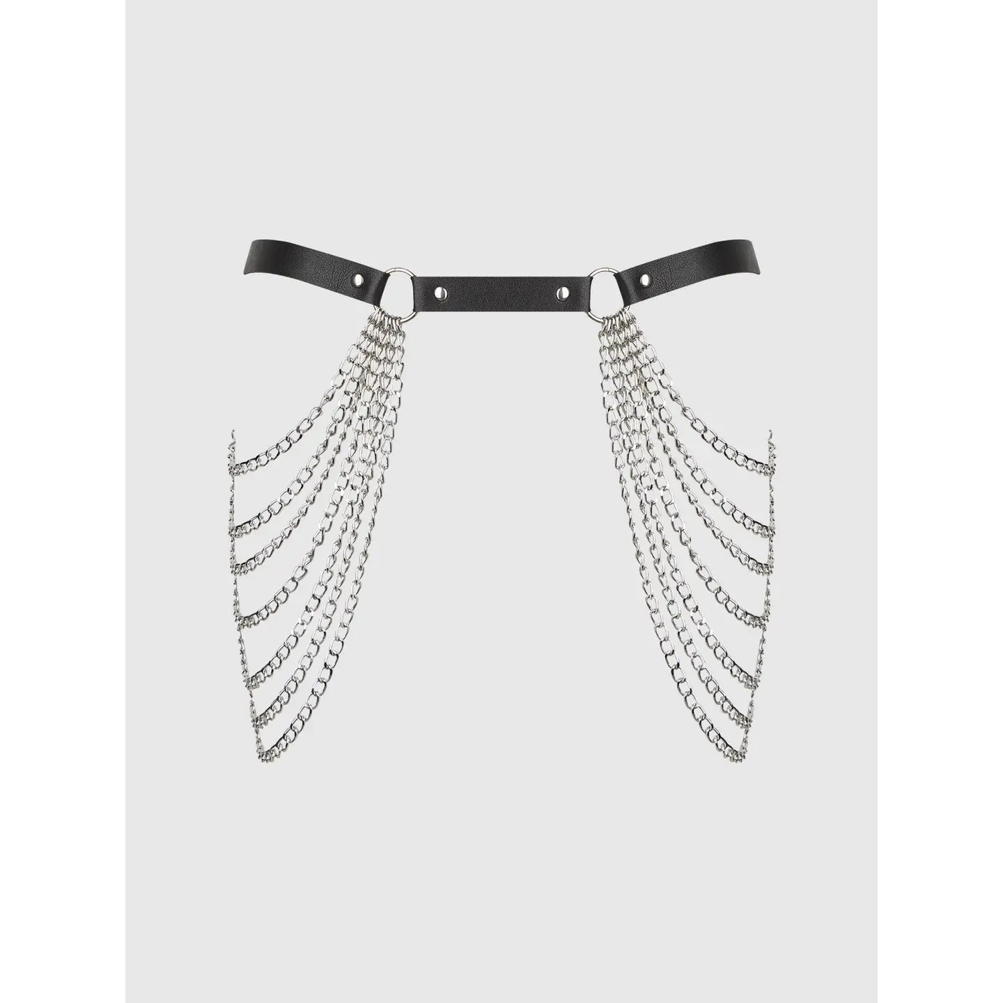 Chain & Leather-Like Draped Garter