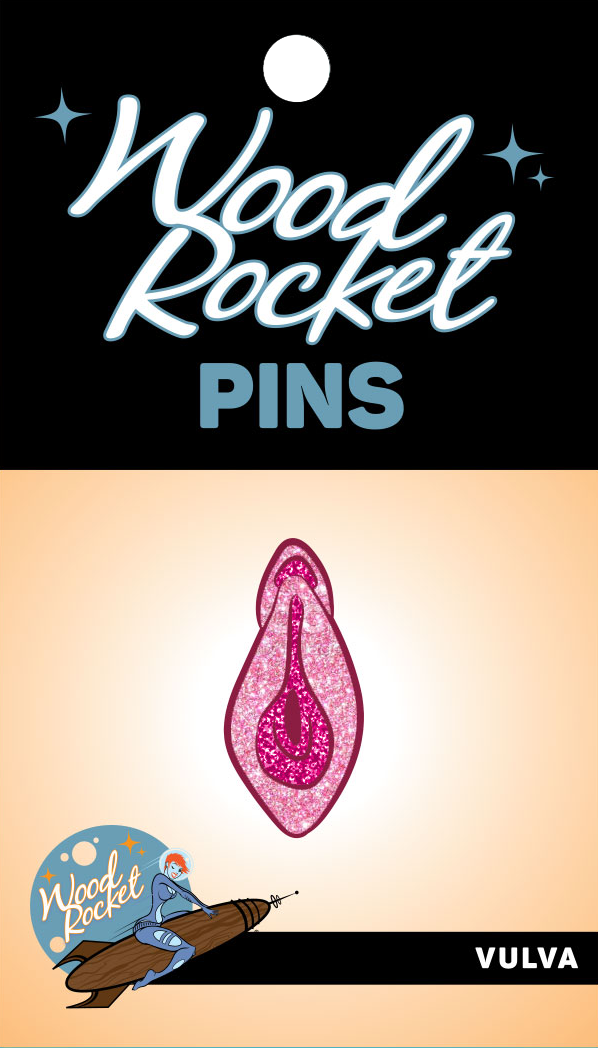Vulva Enamel Pin, WRP-007: Pink Glitter