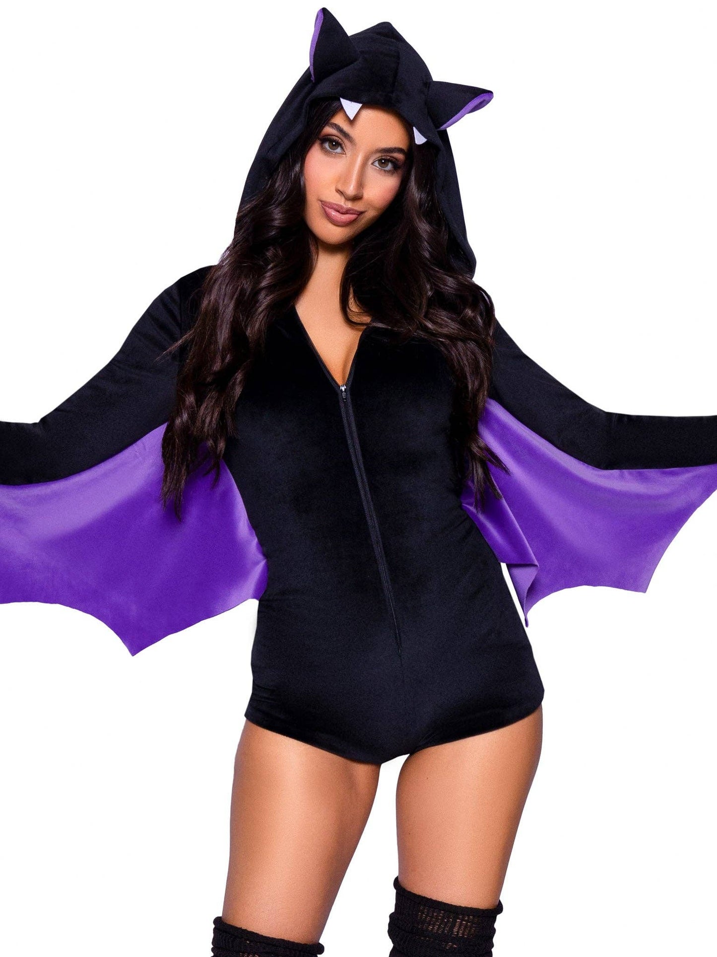 Comfy Bat Costume: Black/Purple / Large