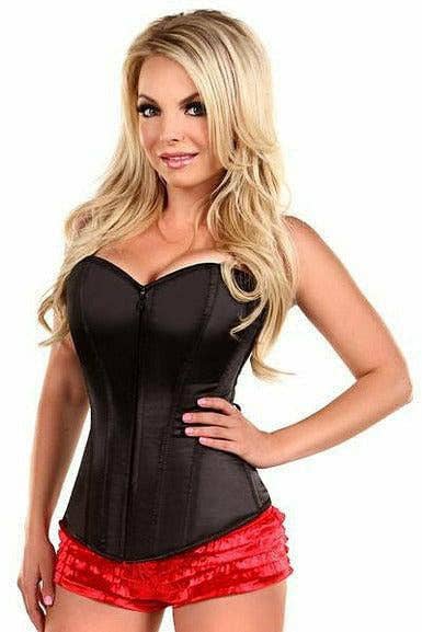 Lavish Black Sweetheart Front Zipper Corset: Large