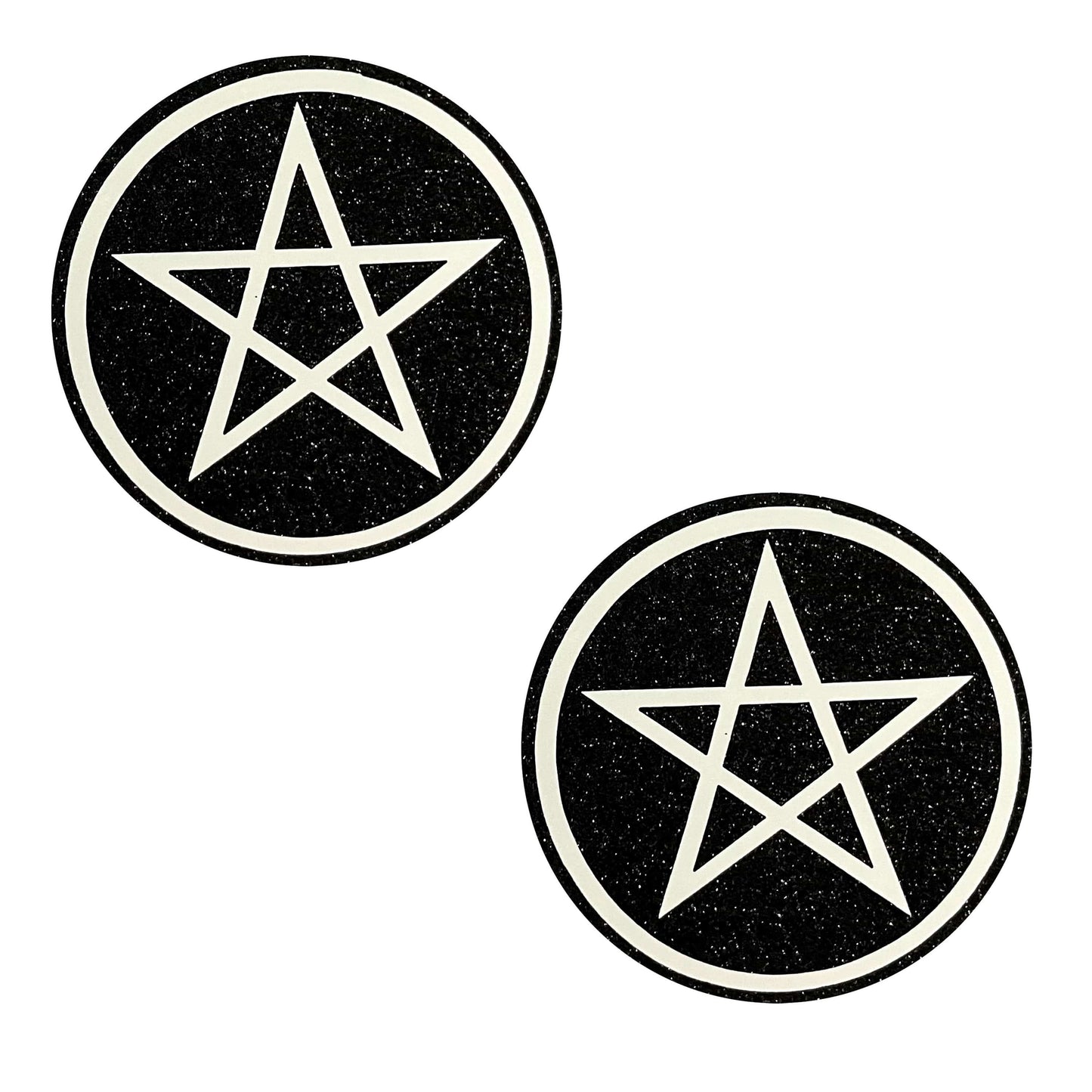 Wicca Black Glitter Nipple Cover Pasties: Black / O/S