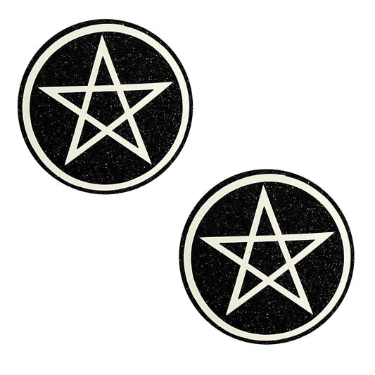Wicca Black Glitter Nipple Cover Pasties: Black / O/S