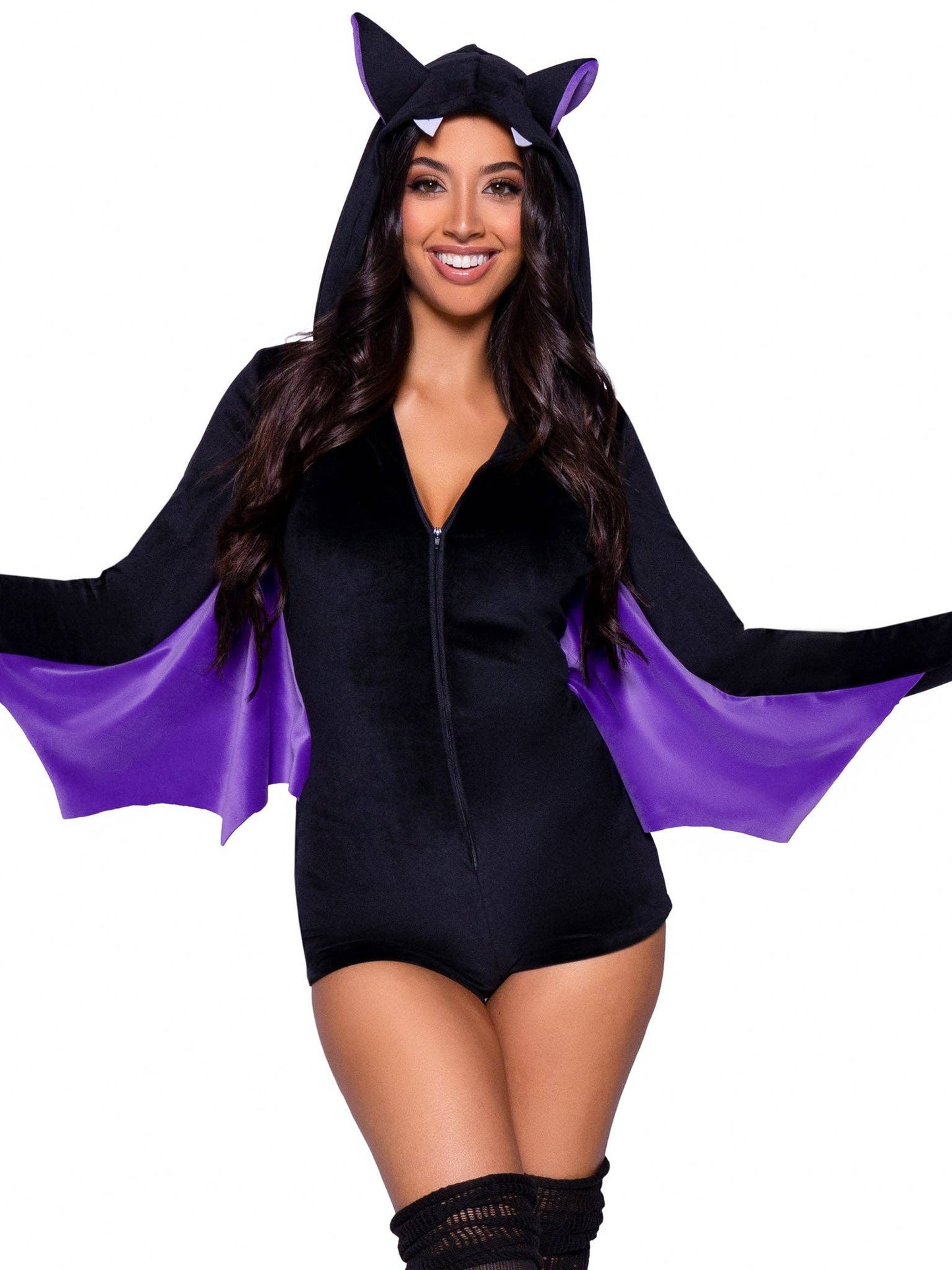 Comfy Bat Costume: Black/Purple / Large