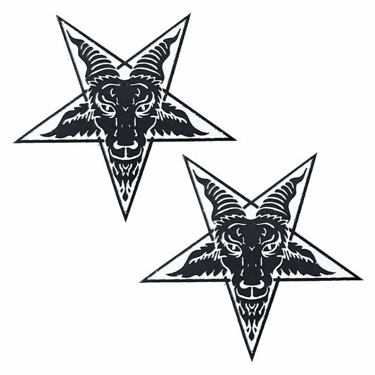 Hellhorned Hex Goat Black Glitter Nipple Cover Pasties: Black / O/S