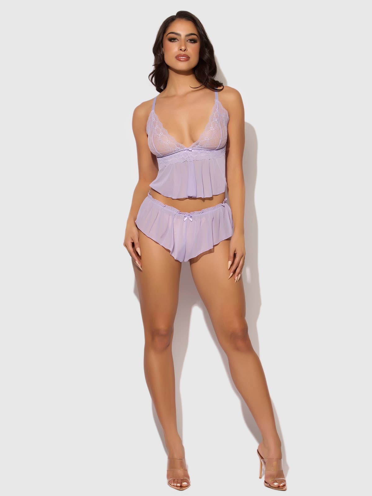 VIVIENNE TWO PIECE CAMI & TAP SHORT SET: LAVENDER / S