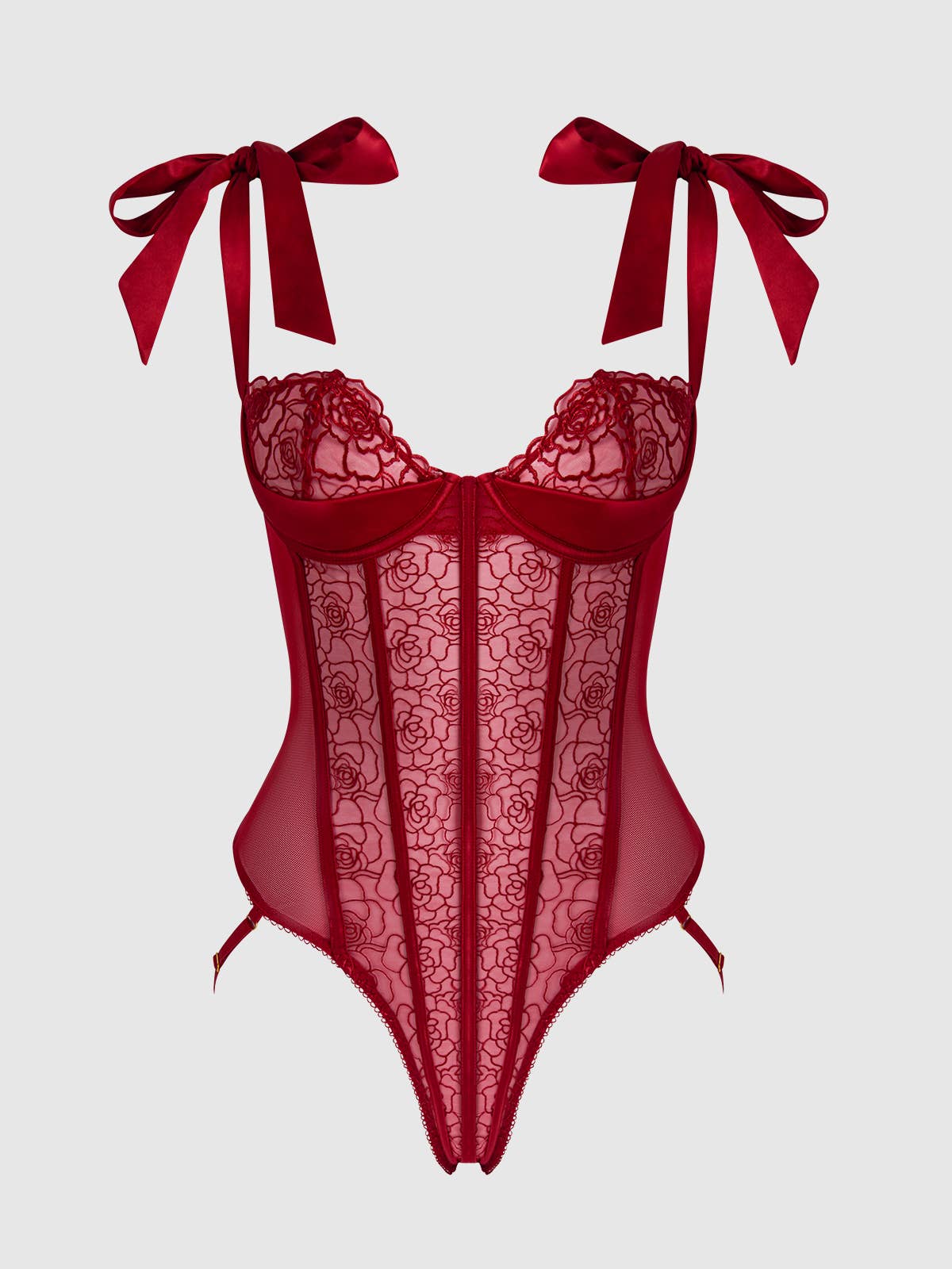 ROSALIE EMBROIDERED LACE TEDDY: BLACK / 3X/4X