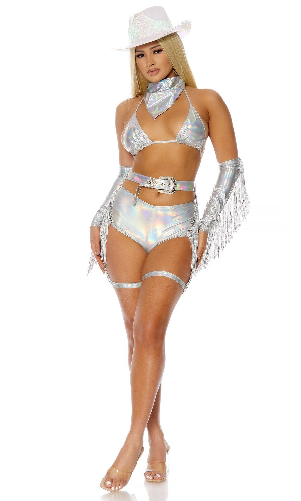 Spurs On Sexy Cowgirl Costume: Silver