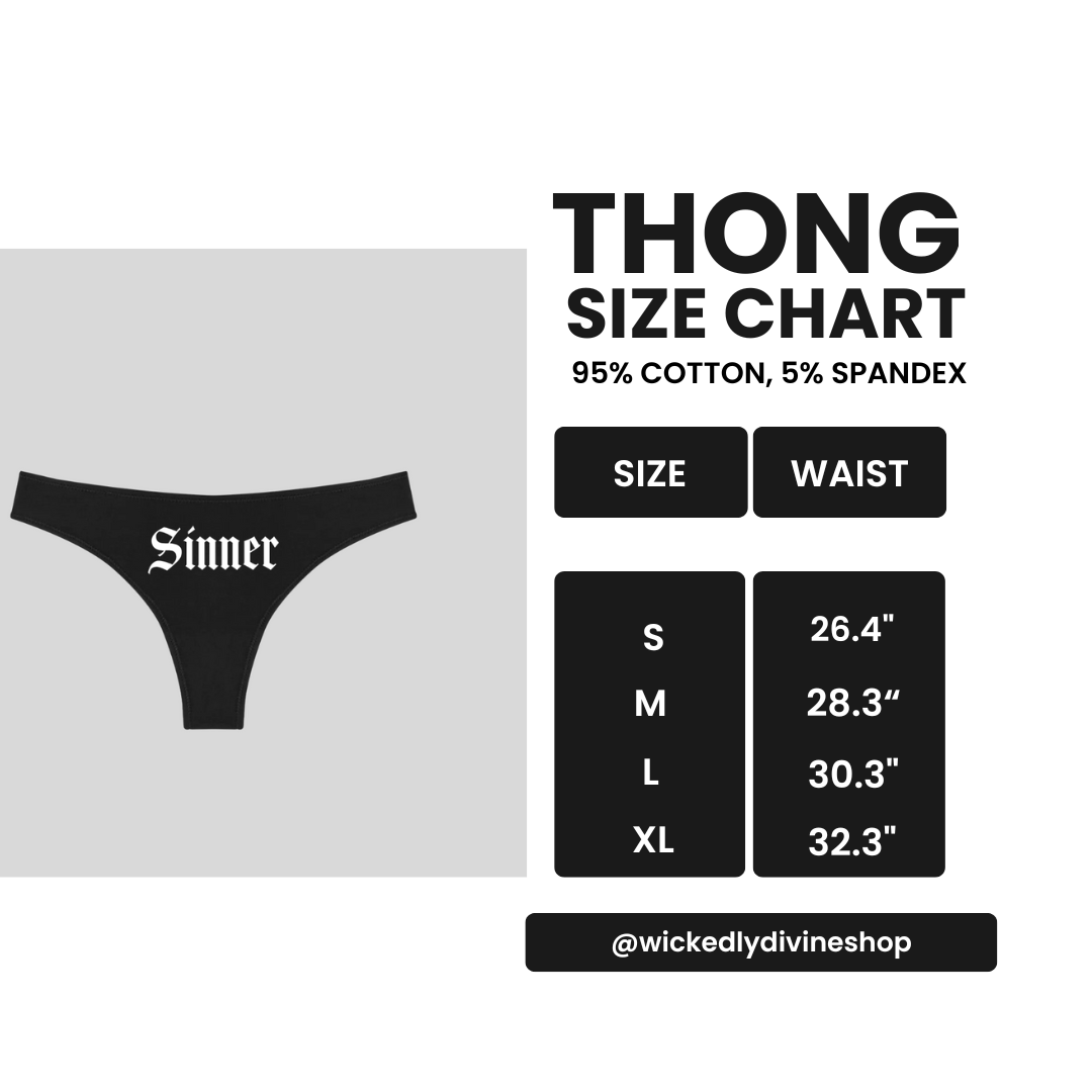 Custom Black Thong, Gothic Alternative Kink Intimates Style: M