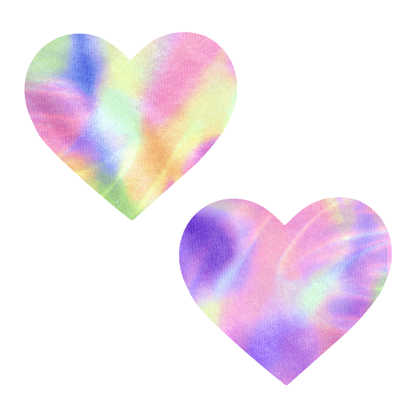 Unicorn Pastry Puff Tie Dye UV Iridescent I Heart U Nipple Cover Pasties - J Valentine Fabric: MUL / O/S
