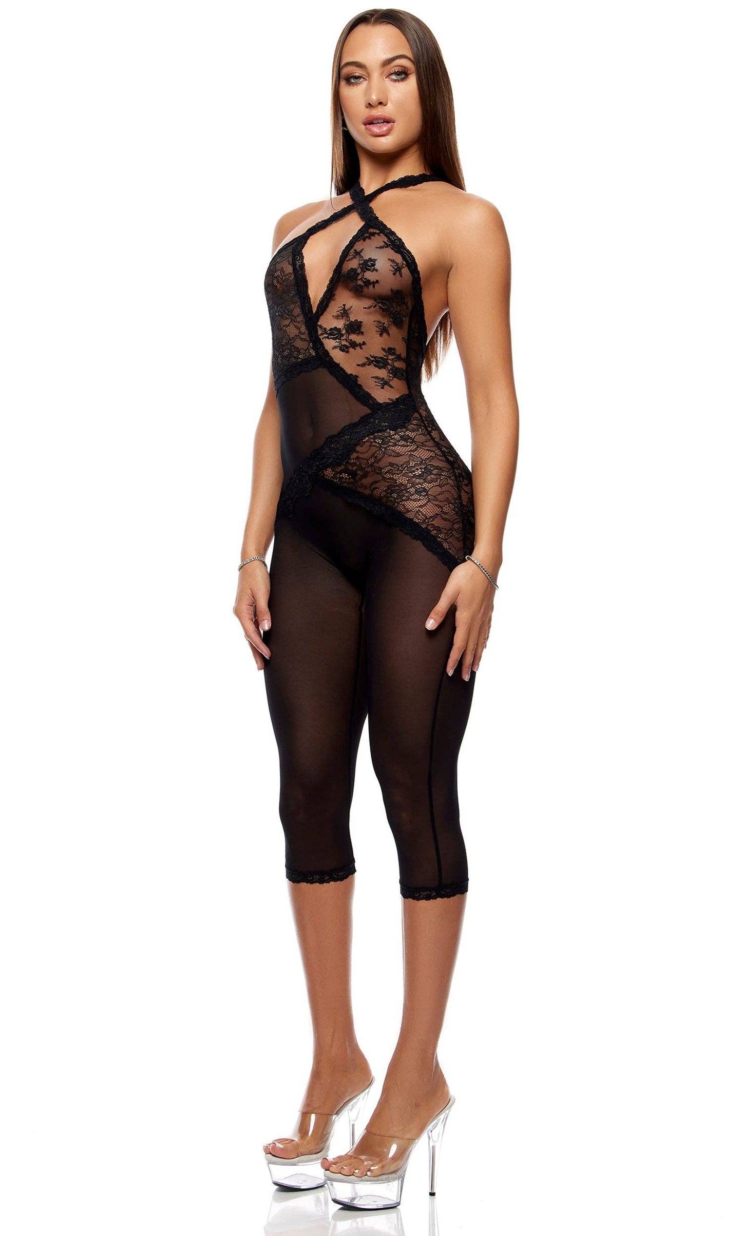 Patch of Petals Lace Capri Catsuit