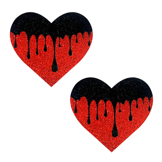 Bleeding Heart Ravish Me Red Glitter I Heart U Nipple Cover Pasties: Red / O/S