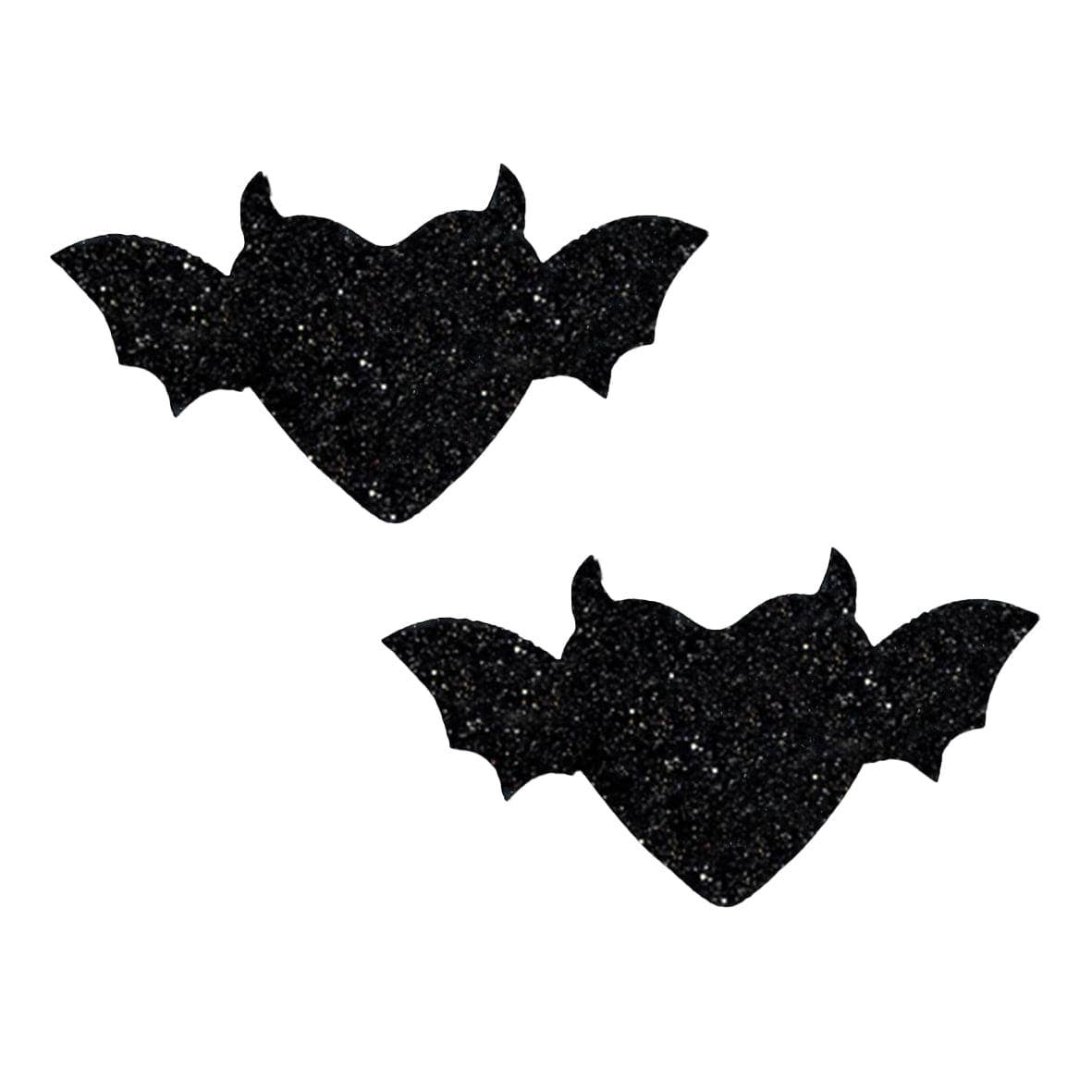 Vampire Bat Black Glitter Heart Nipple Cover Pasties: Black / O/S