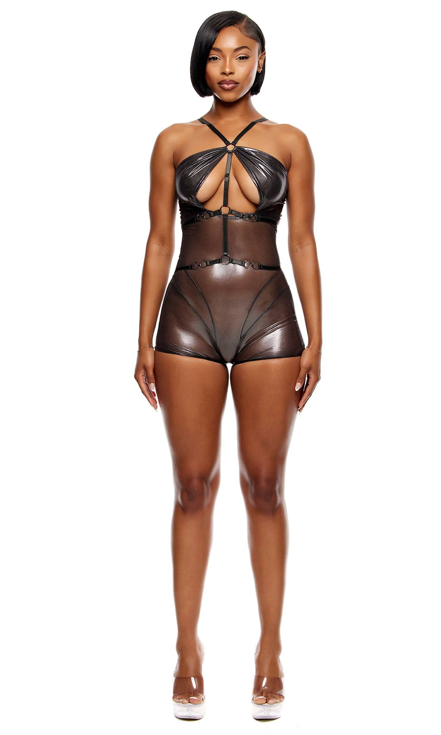 Liquid Metal Metallic Mesh Romper