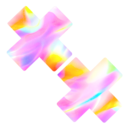 Unicorn Pastry Puff Tie Dye UV Iridescent X Nipple Covers - J Valentine Fabric: MUL / O/S