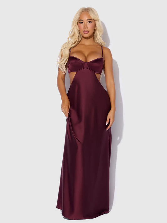 Brigeta Satin Mono Wire Lomg Gown/M