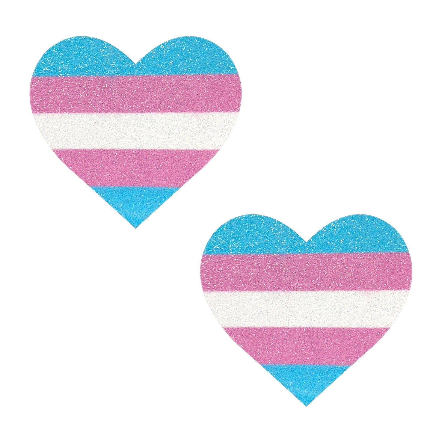 Trans Flag Hearts of Pride Glitter Nipple Cover Pasties: MULTI / O/S
