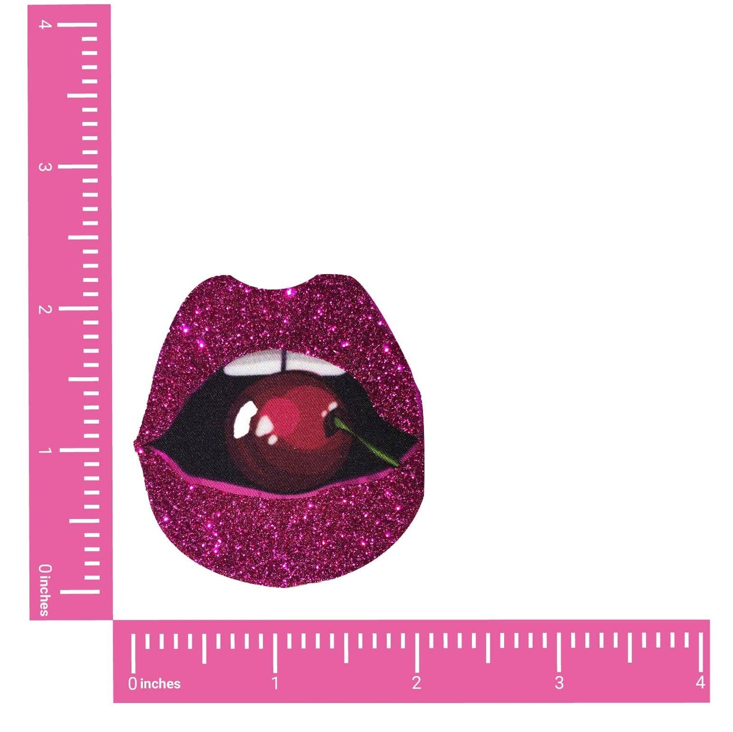 Freaking Awesome Pink Glitter Poppin' Cherries Lip Nipple Cover Pasties: Pink / O/S