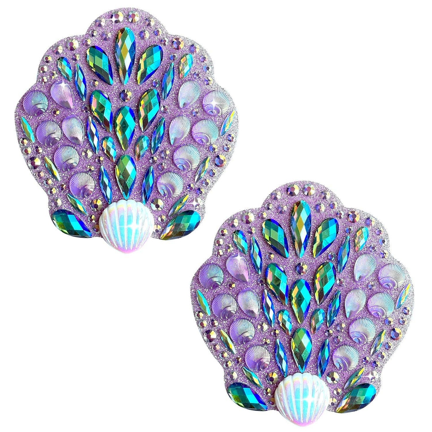 Ariel's Ocean Pearl Crystal Jewel Nipple Cover Pasties: Purple / O/S