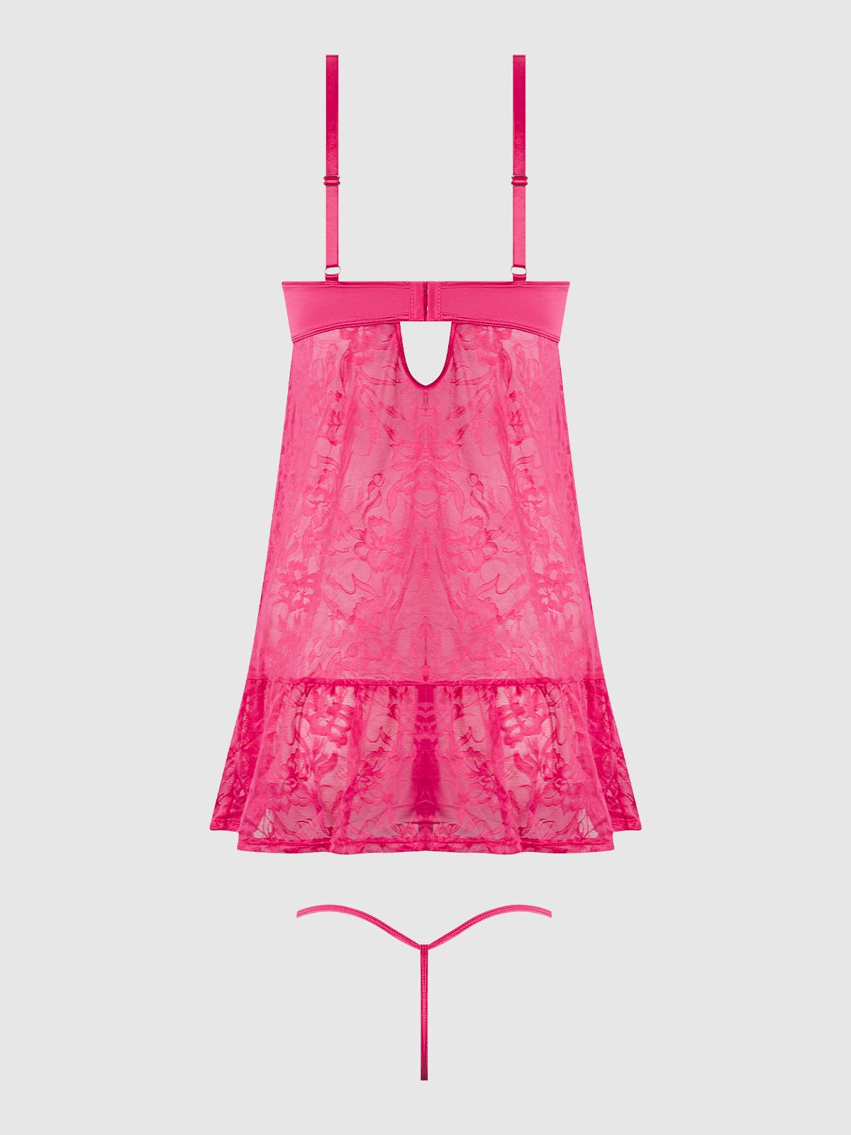 FLORA LACE BABYDOLL & G-STRING SET: PINK DRAGON / XL