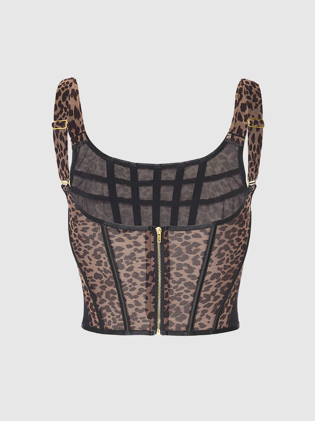 CHANTAL MESH BUSTIER & G-STRING SET: LEOPARD / 1X/2X