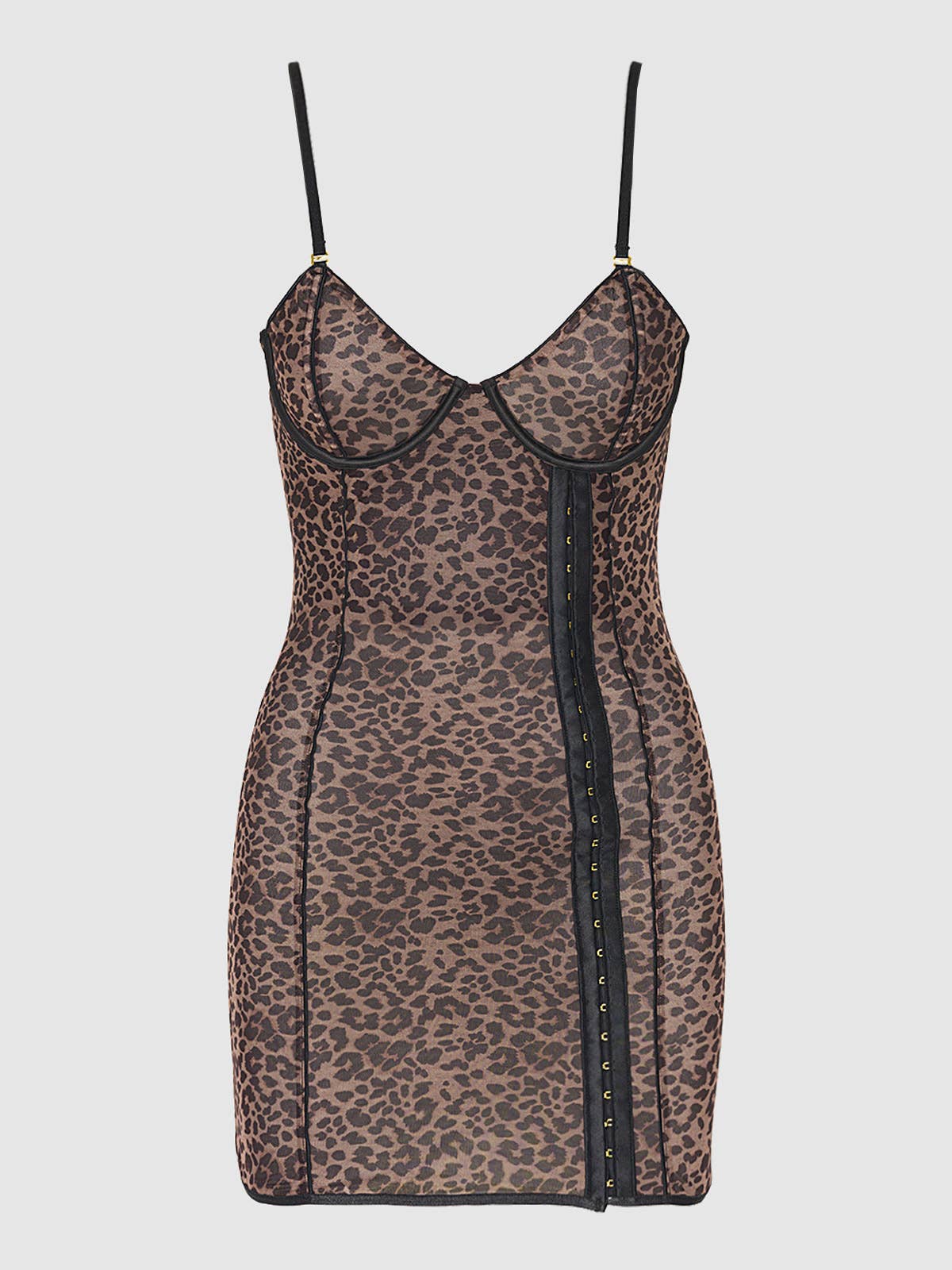 CHANTAL MESH CHEMISE & G-STRING SET: LEOPARD