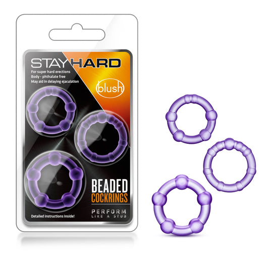 Stay Hard - Beaded Cock Rings - Set of 3: Purple