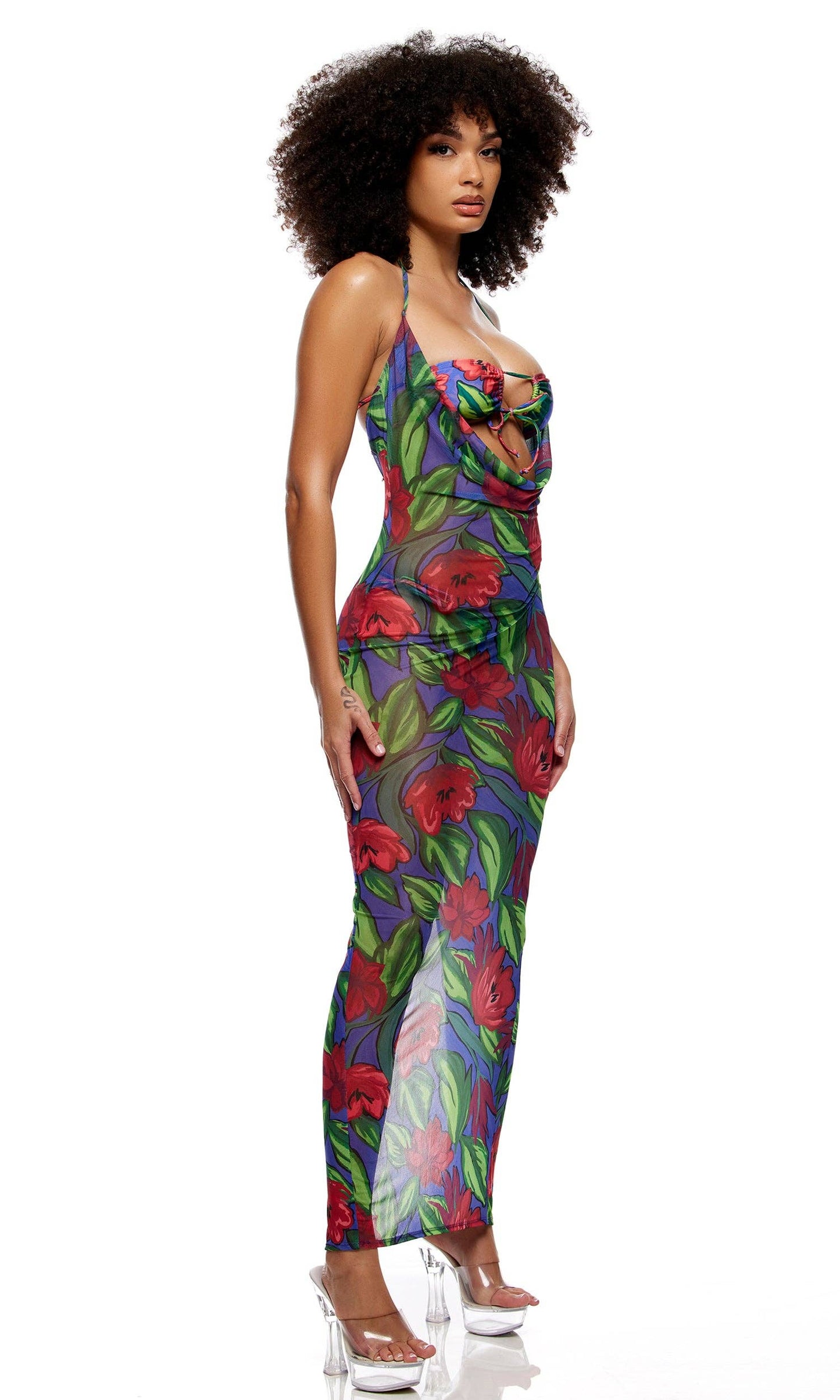 Amalfi Mesh Pool Maxi Dress - Painted Flora: Painted Flora / M