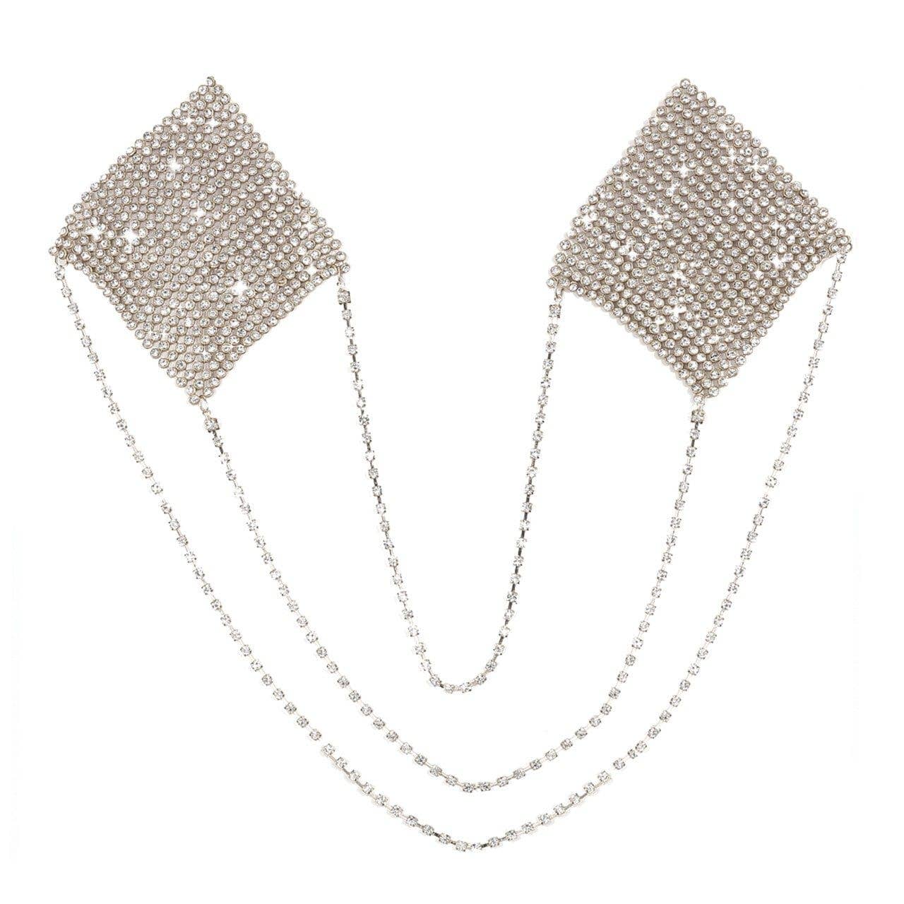 Chain Reaction Silver Metal Mesh Jewel Reusable Nipple Cover Pasties: Silver / O/S