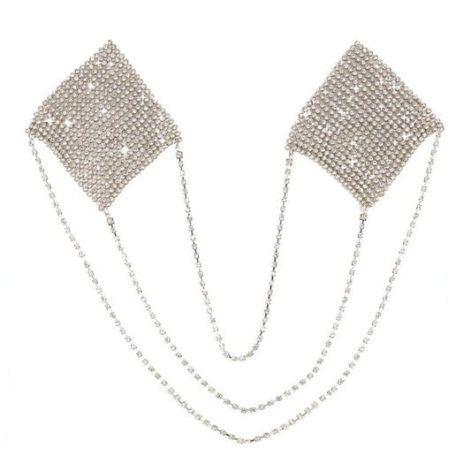Chain Reaction Silver Metal Mesh Jewel Reusable Nipple Cover Pasties: Silver / O/S