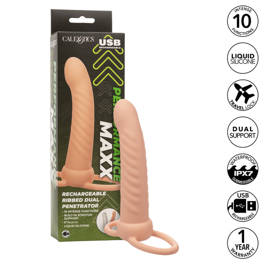 Performance Maxx™ Rechargeable Ribbed Dual Penetrator - Ivory