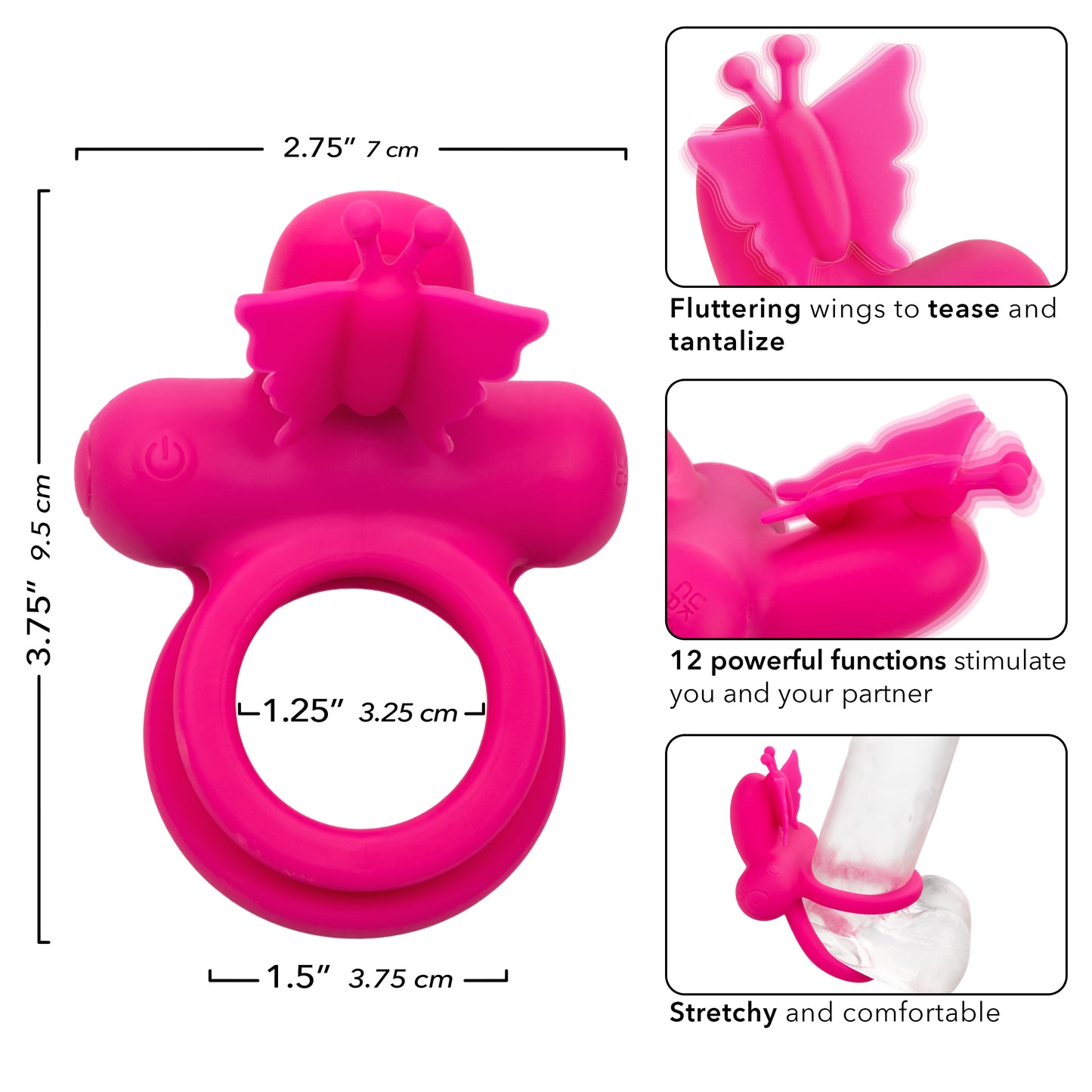 Silicone Rechargeable Dual Butterfly Ring