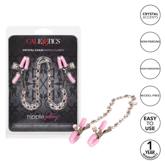 Nipple Play® Crystal Chain Nipple Clamps - Pink