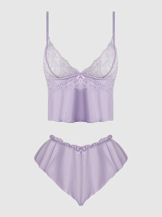 VIVIENNE TWO PIECE CAMI & TAP SHORT SET: LAVENDER / 1X/2X