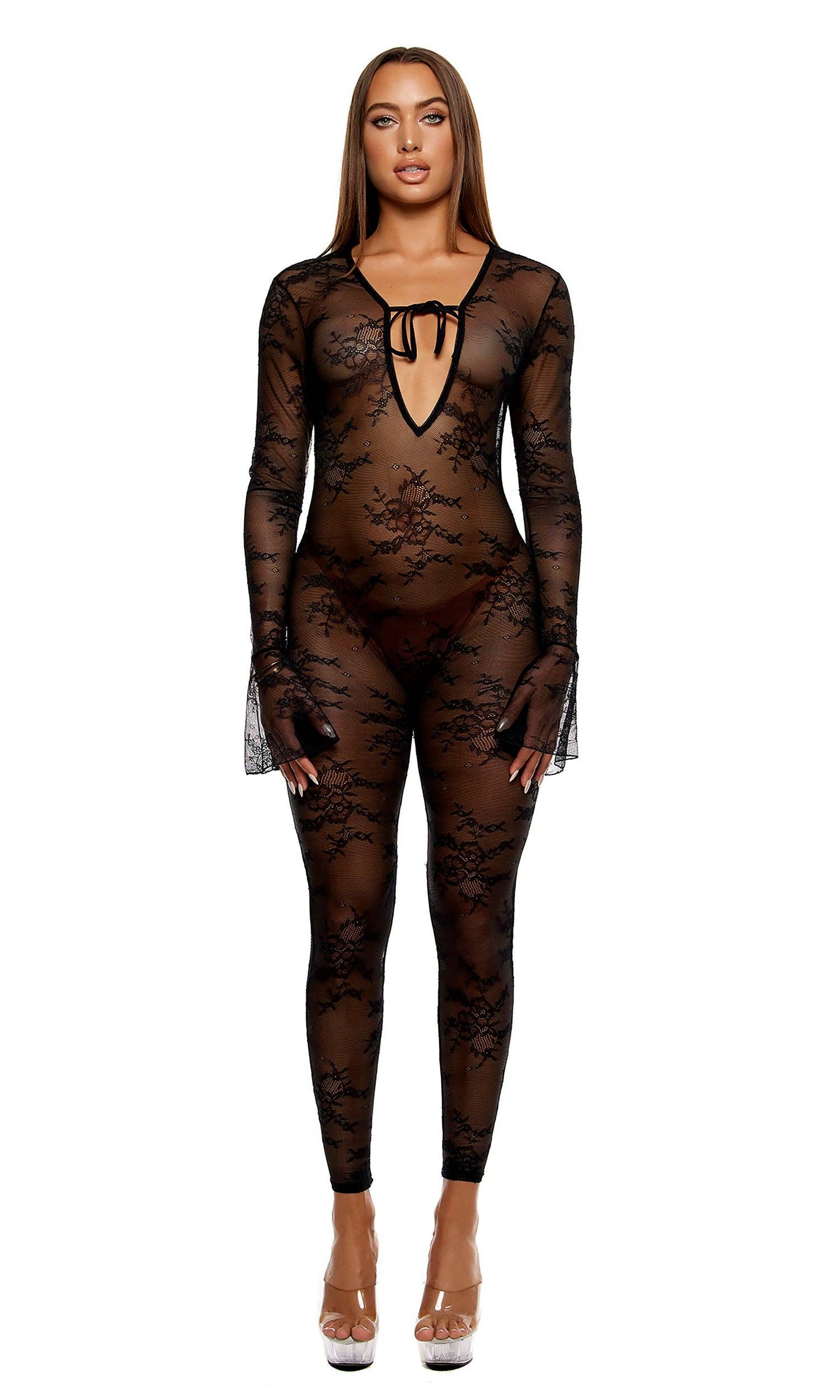 Take It Easy Lounge Lace Jumpsuit - Black